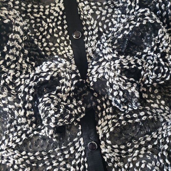 Berek Metallic Circle Button Down High Low Mesh Shirt *read notes* - Picture 10 of 13